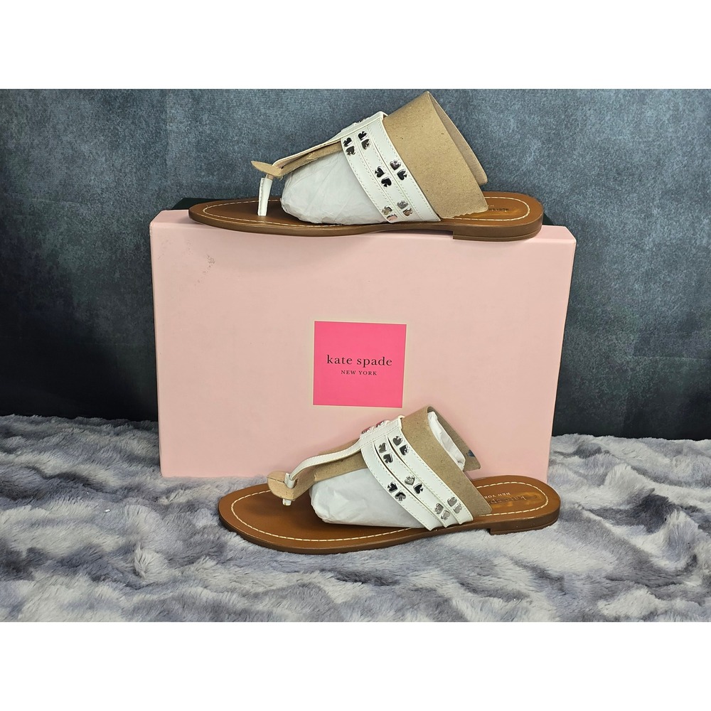 NWB Kate Spade Carol Sandal White Studded Patent Leather Womens 8